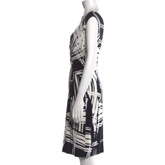 Escada Dido black  &  white print sleeveless Twisted faux wrap midi dress 34 SP - Picture 7 of 7